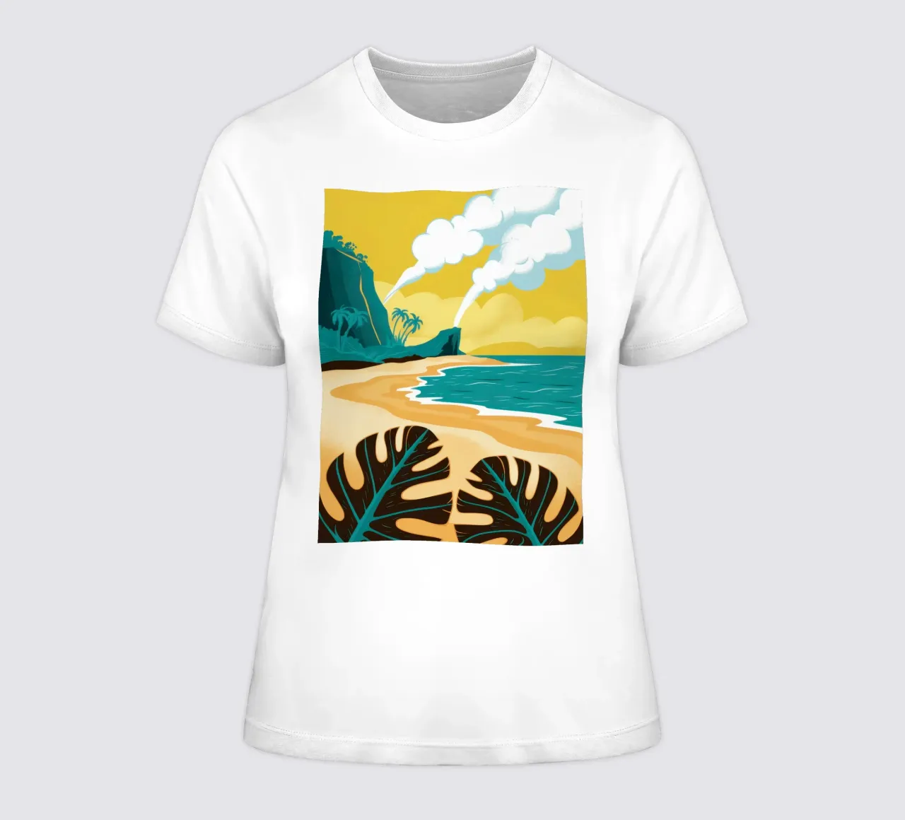 Vulkan Rauchende Küste Frauen T-Shirt von Prism Ritual