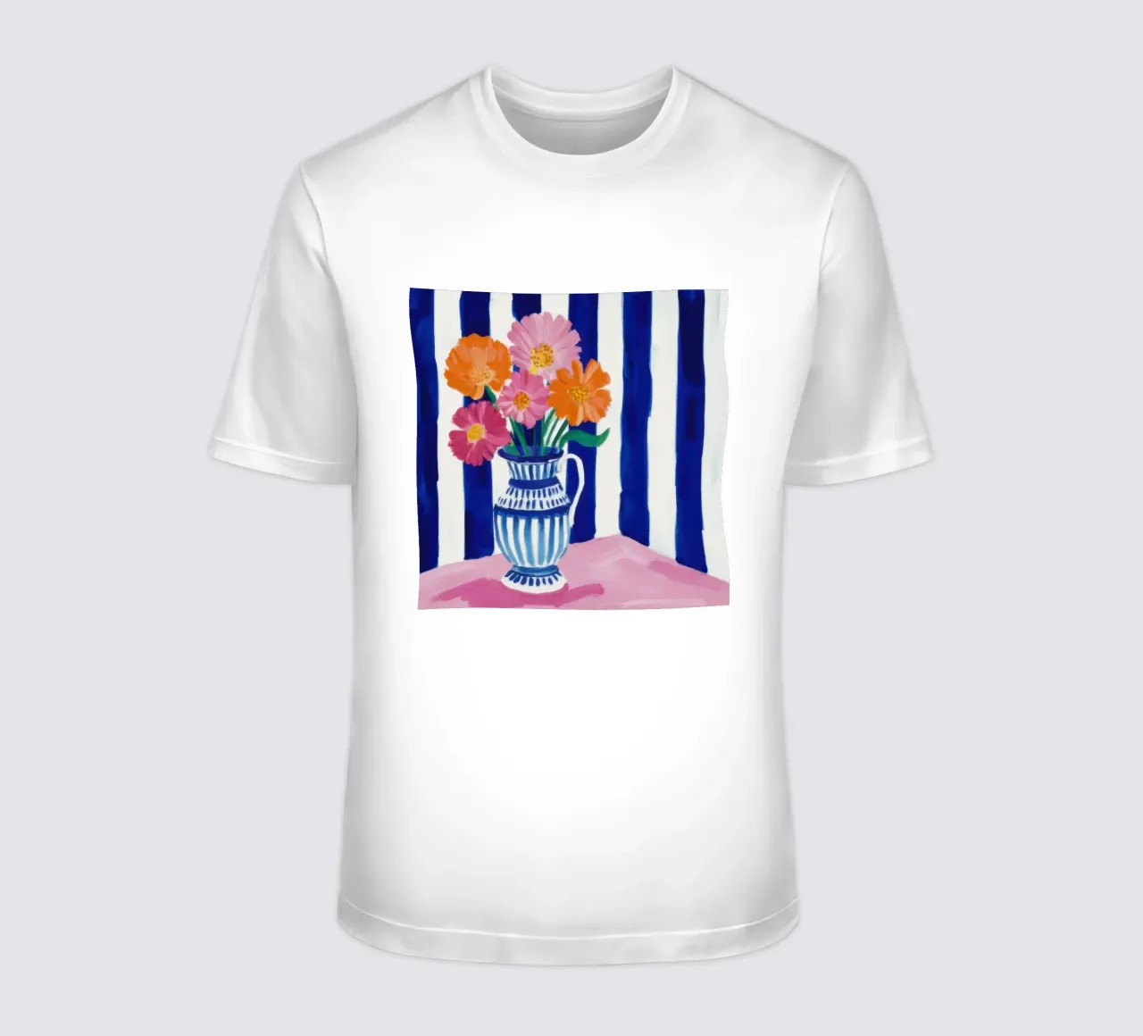 Vaso e fiori a righe t-shirt da Flock Reverie