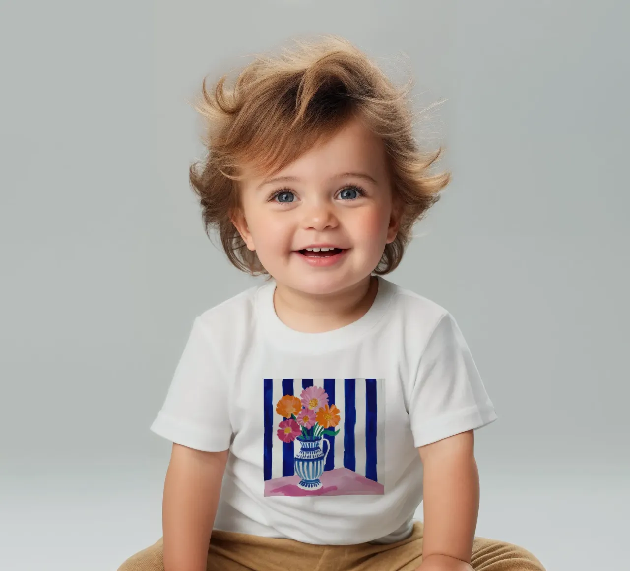 Striped Vase and Flowers baby t-shirt by Flock Reverie