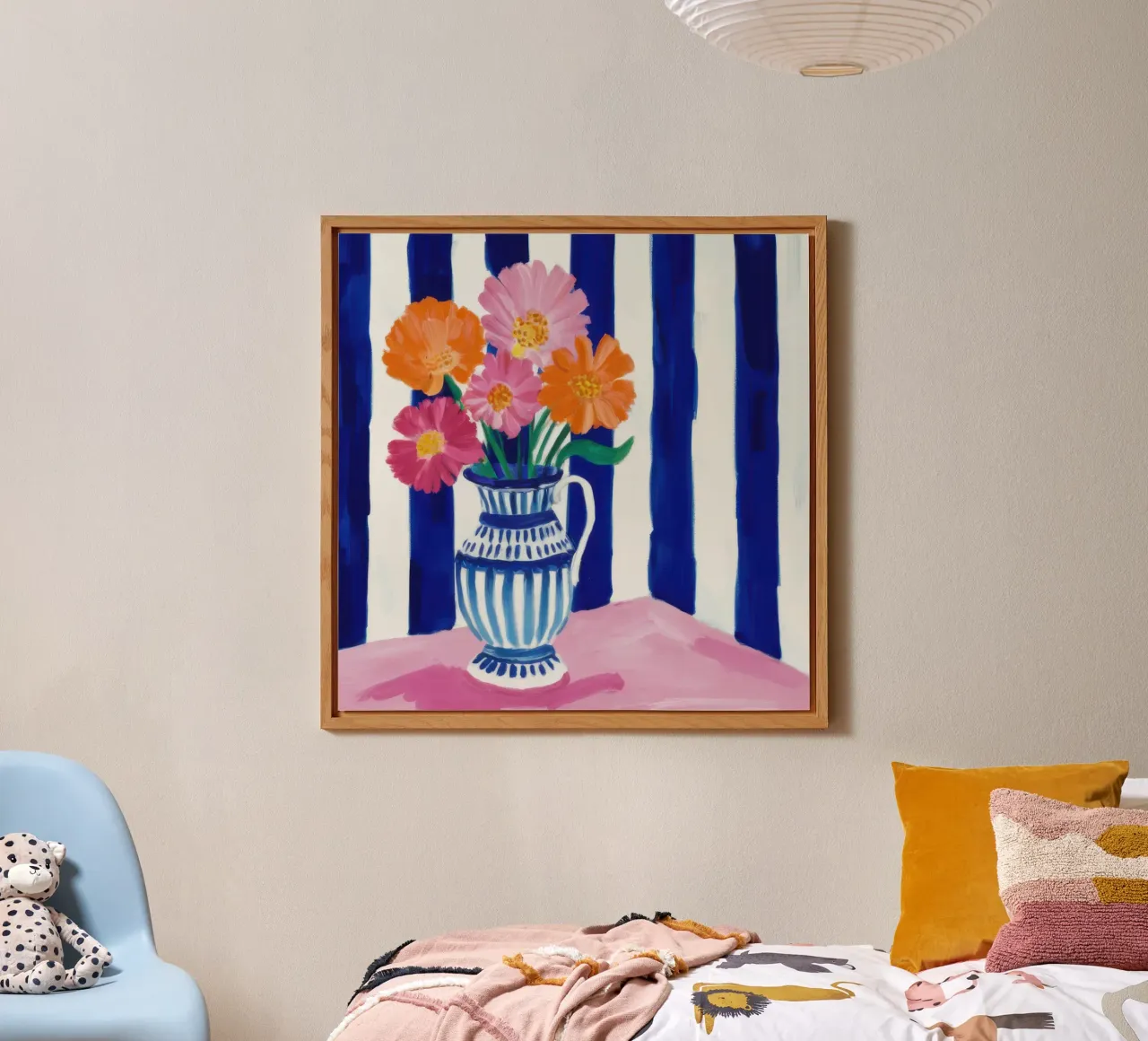 Vaso e fiori a righe alluminio dibond da Flock Reverie