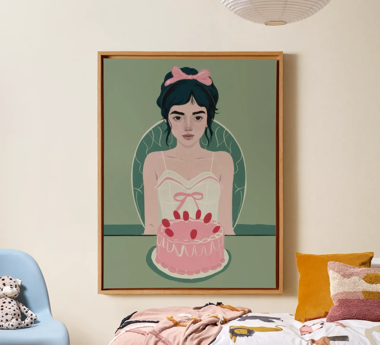 The Girl and the Cake canvas by Flock Reverie