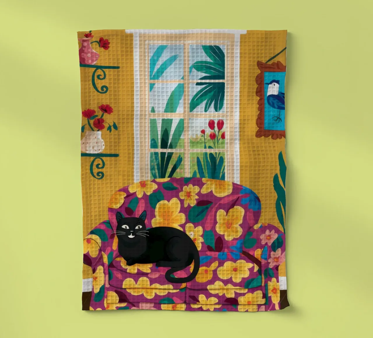 Chair Calico Dream tea towel by Prism Ritual