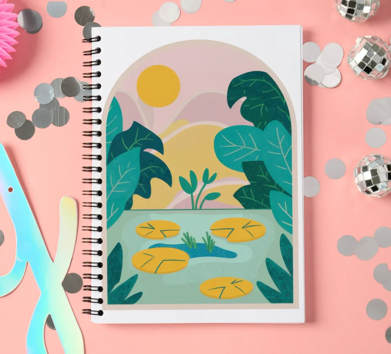 Arched Garden Oasis spiral notebook by Veil Maya