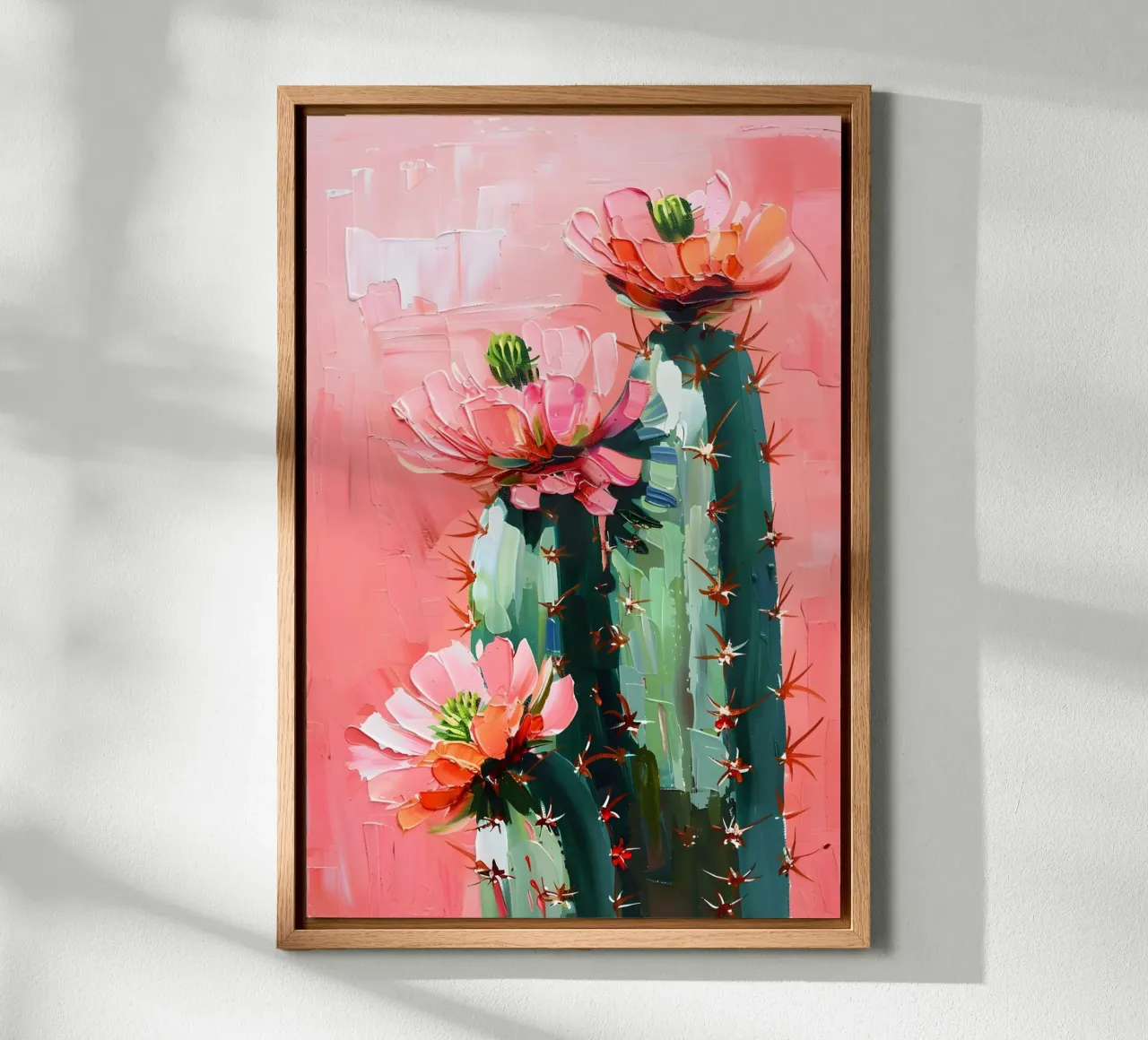 Cactus con fiori design rosa tela da Yaso Design & Art