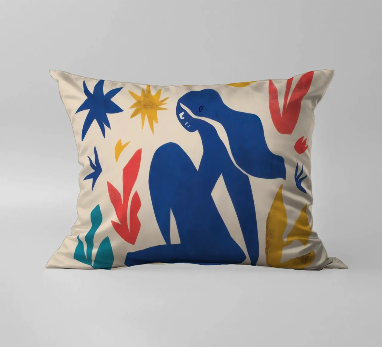 Dance of the Blue Nude decorative cushion by Flock Reverie