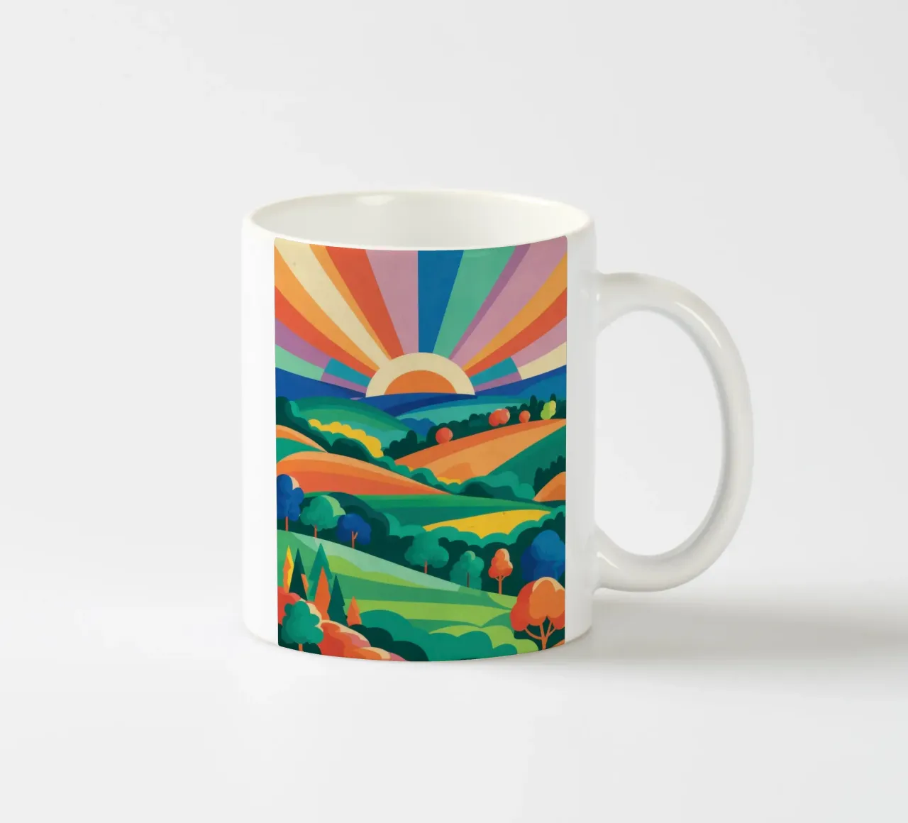 Arcobaleno su colline ondulate tazza in ceramica da Veil Maya