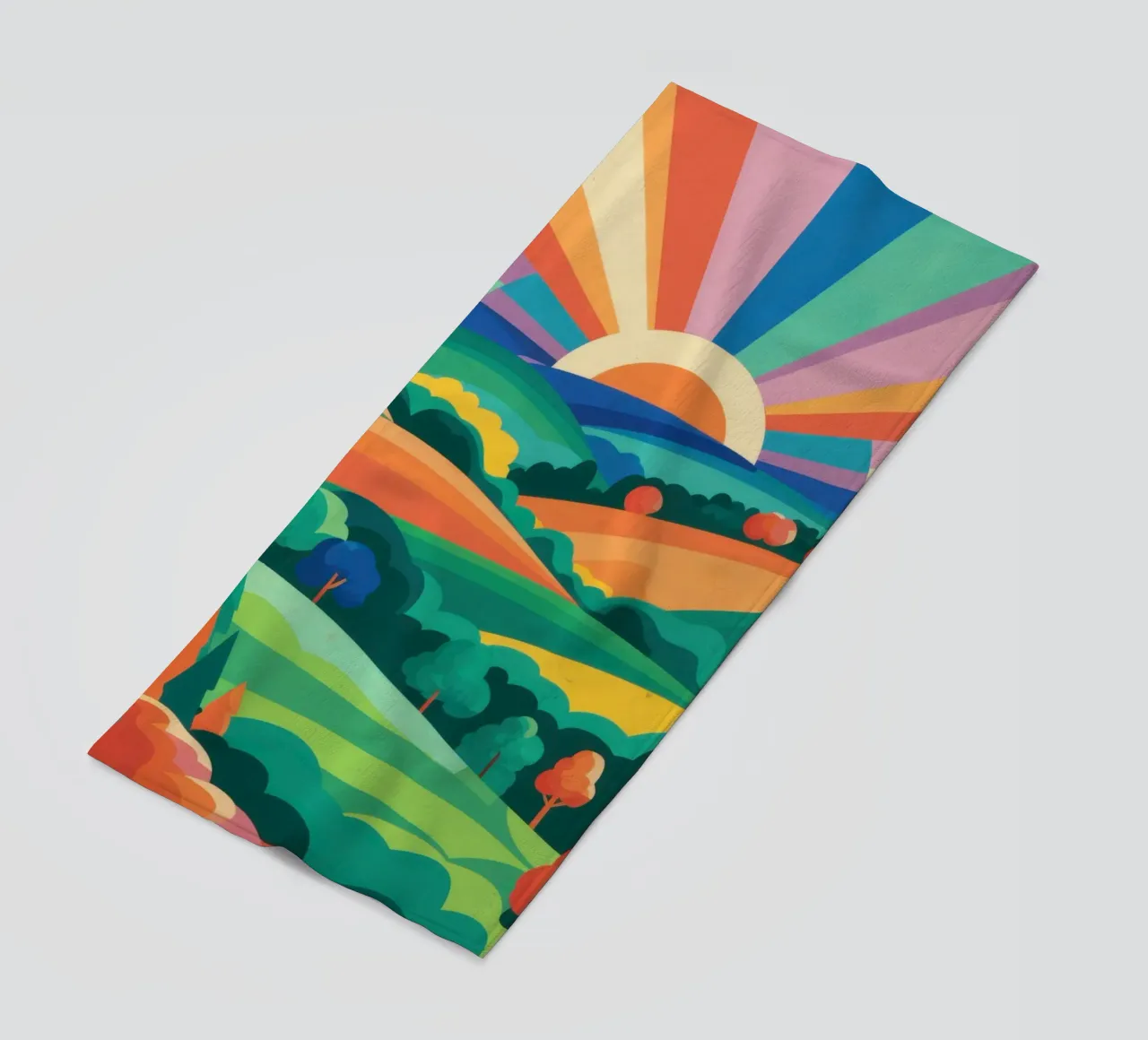 Arcobaleno su colline ondulate telo mare da Veil Maya