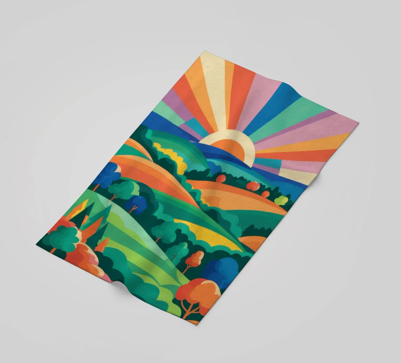 Arcobaleno su colline ondulate telo mare da Veil Maya