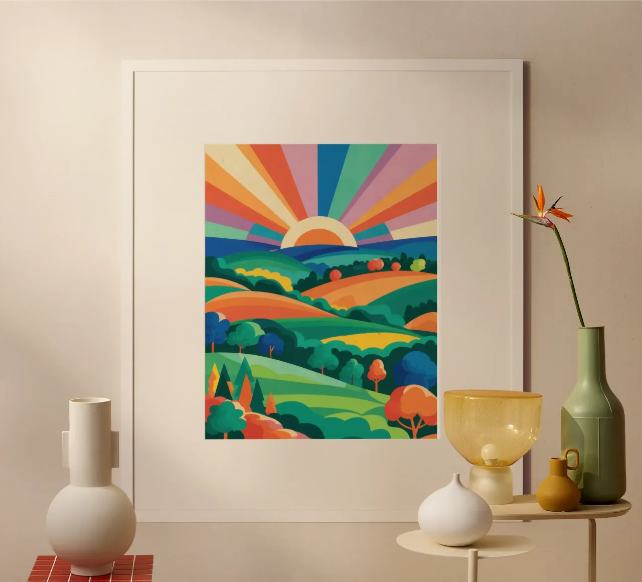 Arcobaleno su colline ondulate poster da Veil Maya