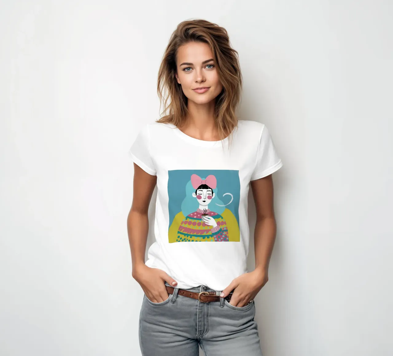 Tazza a righe Sorso tranquillo t-shirt da donna da Prism Ritual