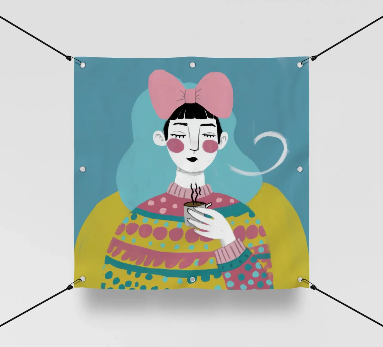 Tazza a righe Sorso tranquillo telo in pvc da Prism Ritual