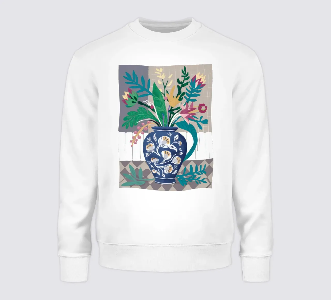 Delft Blue Bouquet sweatshirt by Flock Reverie