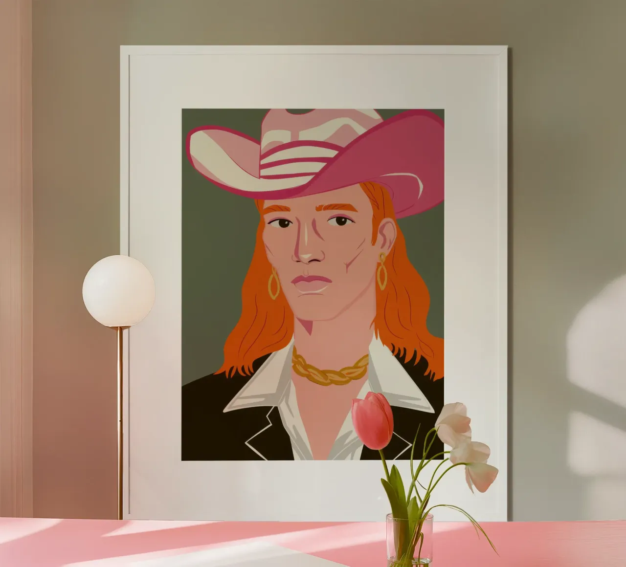 Ranchero Bagliore cremisi poster con telaio in legno da Prism Ritual