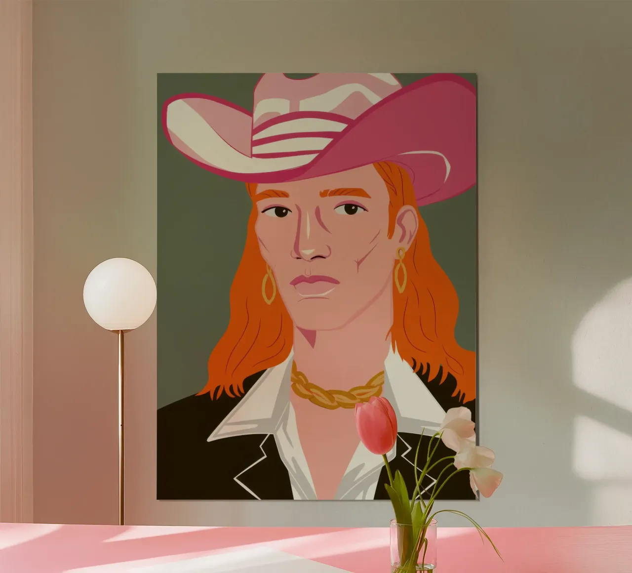 Ranchero Bagliore cremisi poster con telaio in legno da Prism Ritual