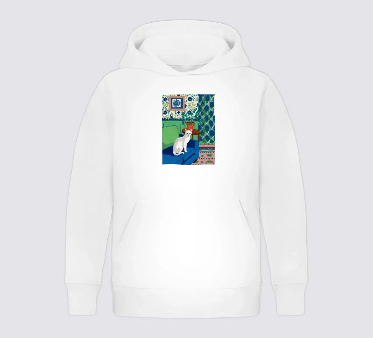 Repose du chat blanc sweat à capuche enfant de Flock Reverie