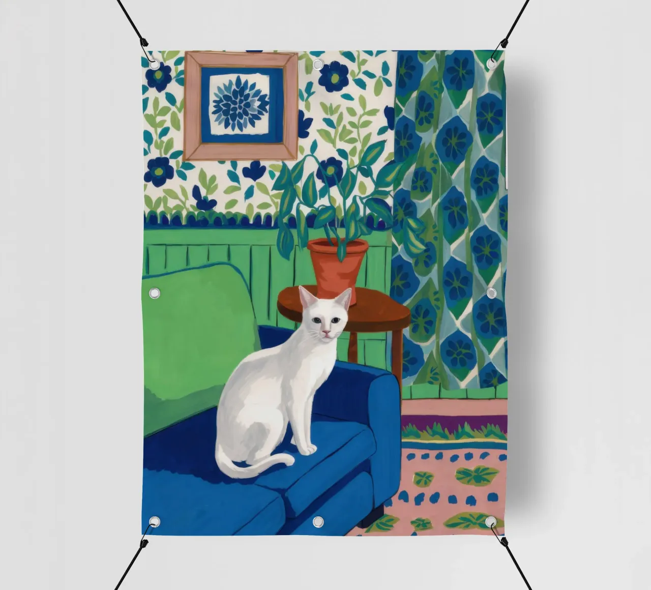 White Cat Repose pvc cover by Flock Reverie