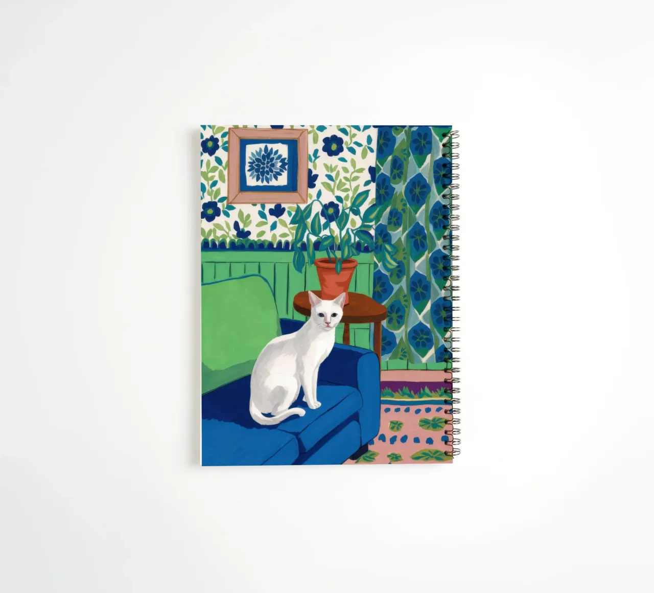 White Cat Repose spiral notebook by Flock Reverie