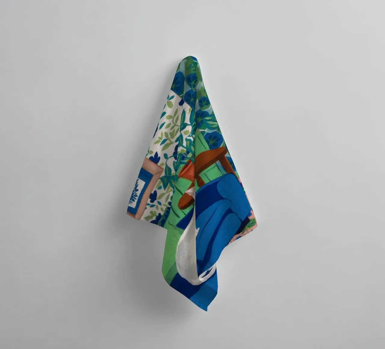 White Cat Repose towel by Flock Reverie