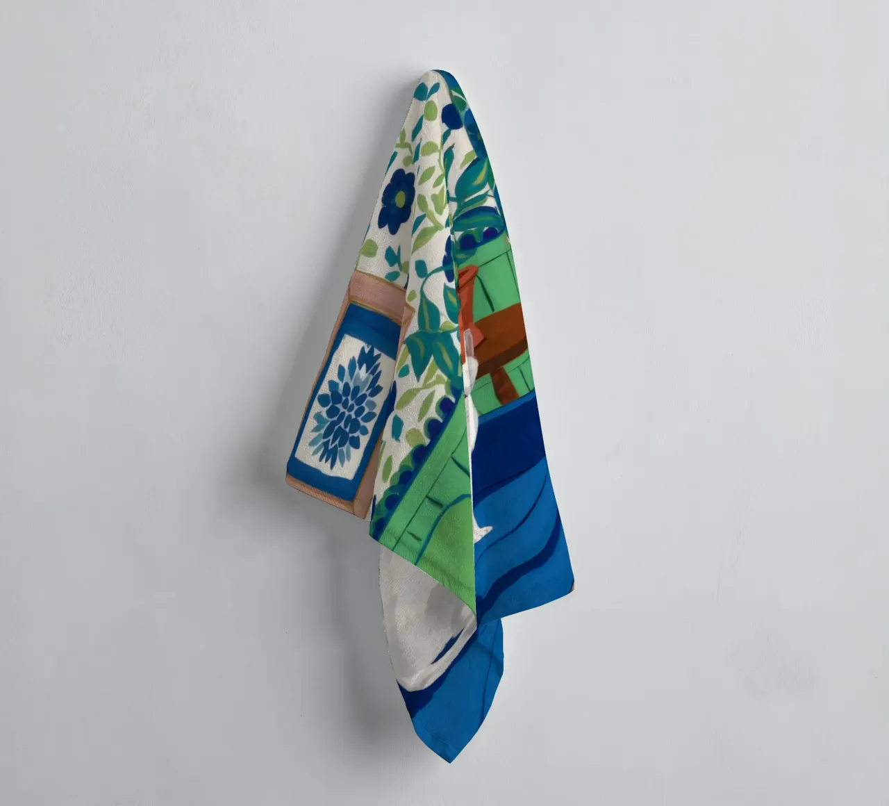 White Cat Repose towel by Flock Reverie