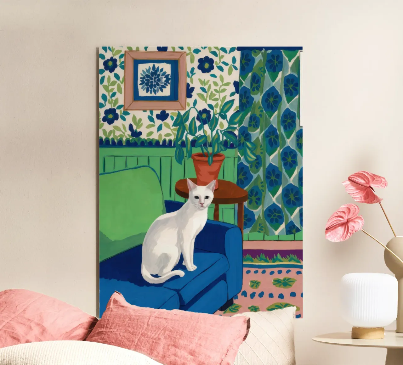White Cat Repose forex plate by Flock Reverie