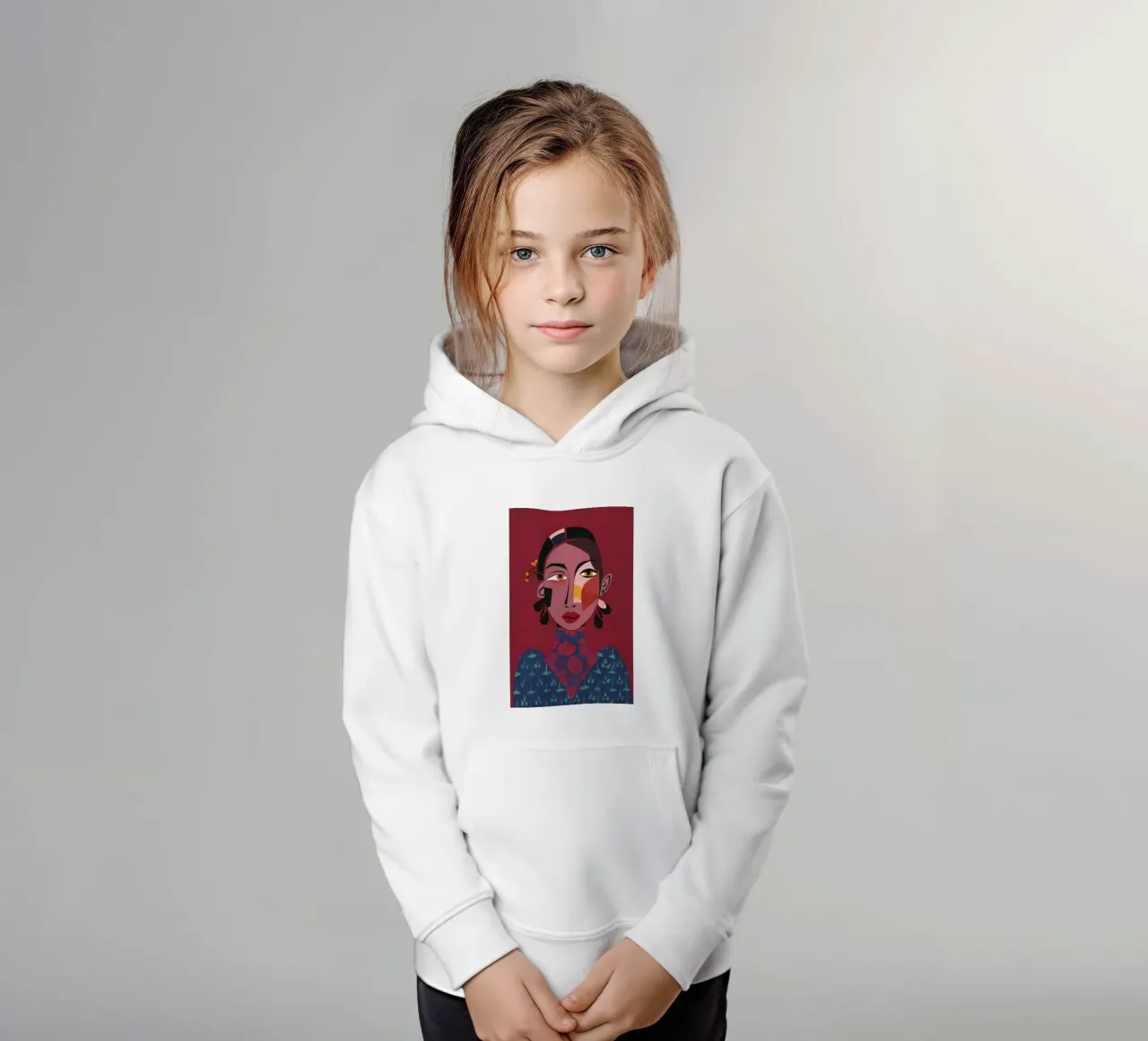 Garnet Geometric Grace kids hoodie by Prism Ritual