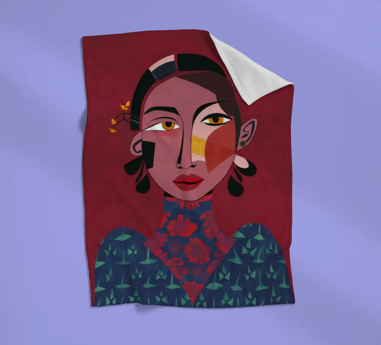 Garnet Geometric Grace fleece blanket by Prism Ritual
