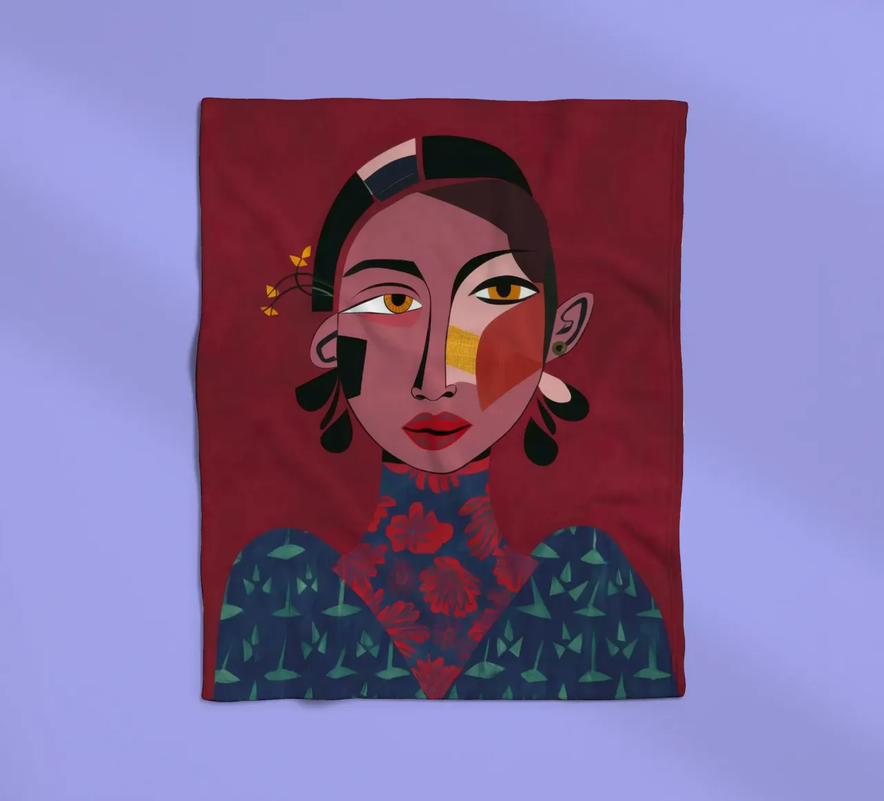 Garnet Geometric Grace fleece blanket by Prism Ritual