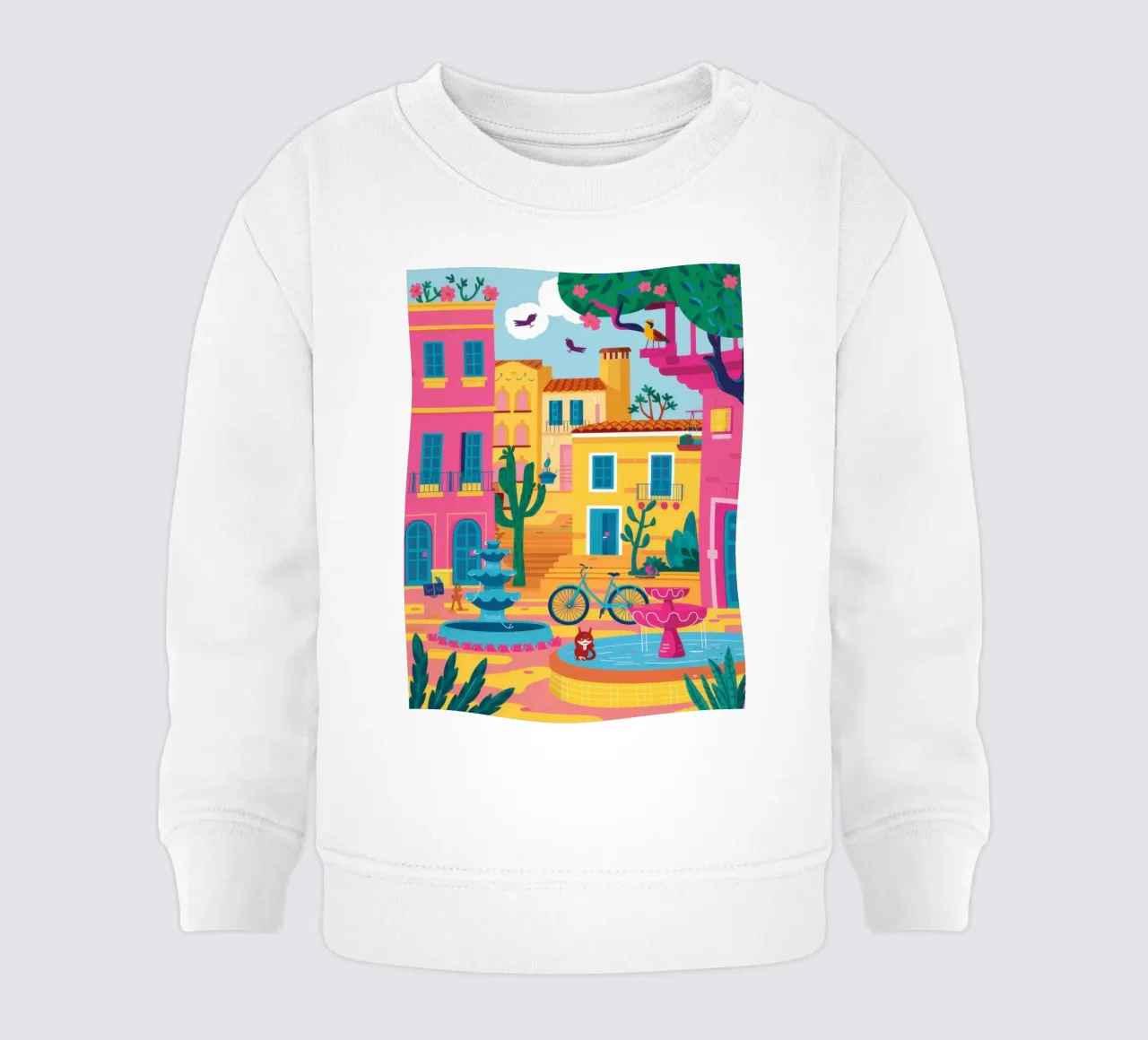 Vibrant Town Square baby sweatshirt by Flock Reverie