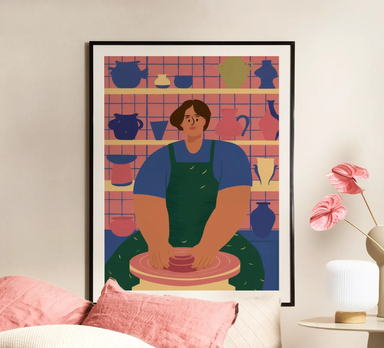 Anima di terra del vasaio poster con telaio in plastica da Prism Ritual