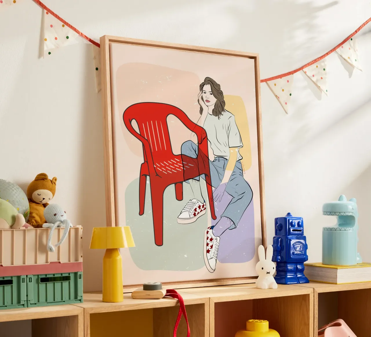 Sedia in plastica tela con Cornice a cassetta da vioking
