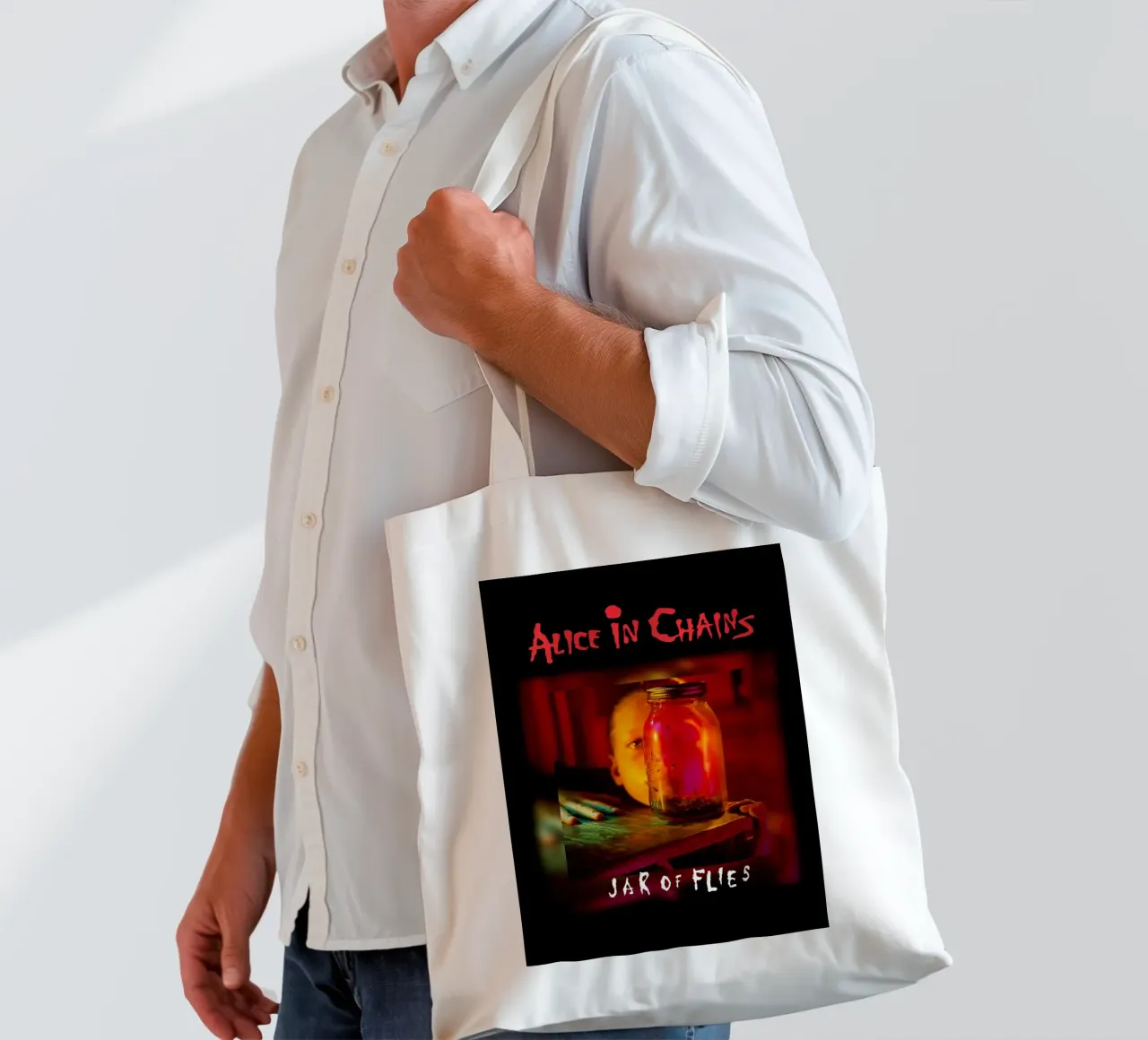 Alice in Chains Jar of Flies borsa in juta da Musadad Shop
