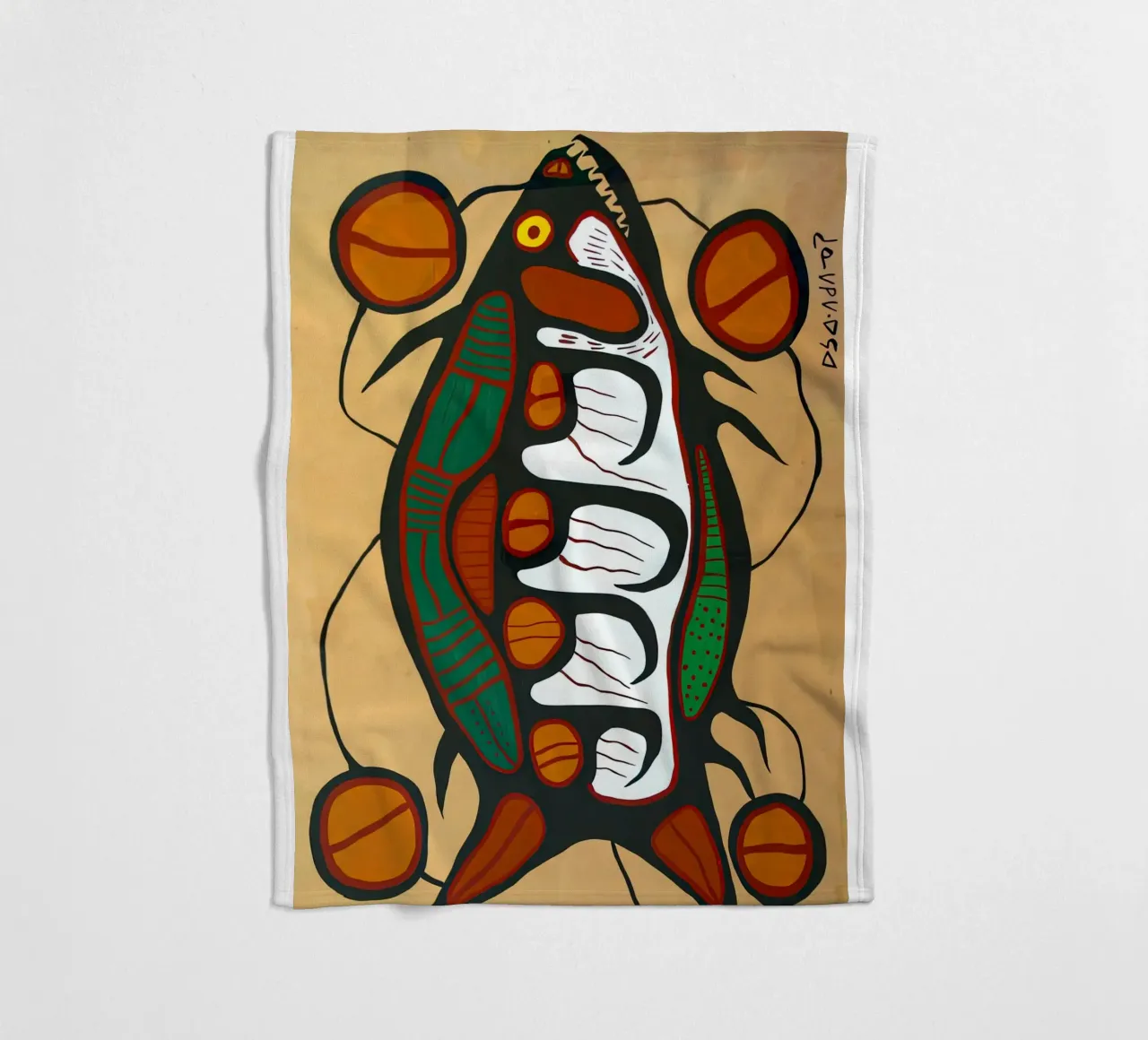 Spirit Fish Vintage fleece blanket by ARTMAIACREATION