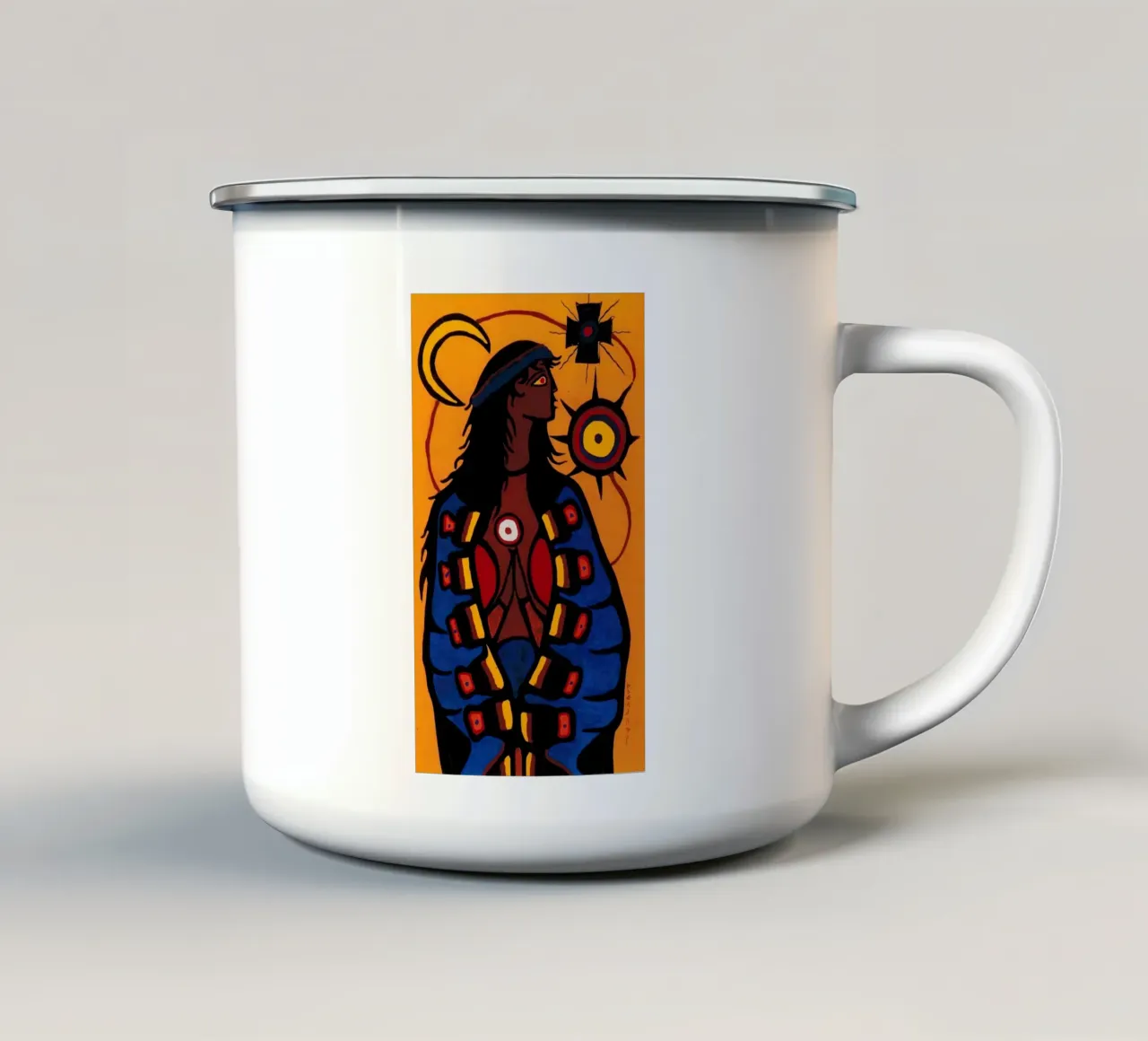 De Maagd Maria emaille mok van ARTMAIACREATION