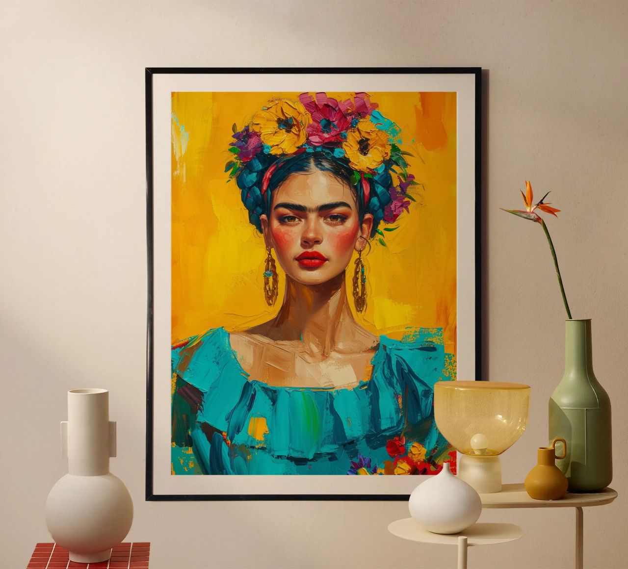 Frida Kahlo gemaltes Design Poster von Yaso Design & Art