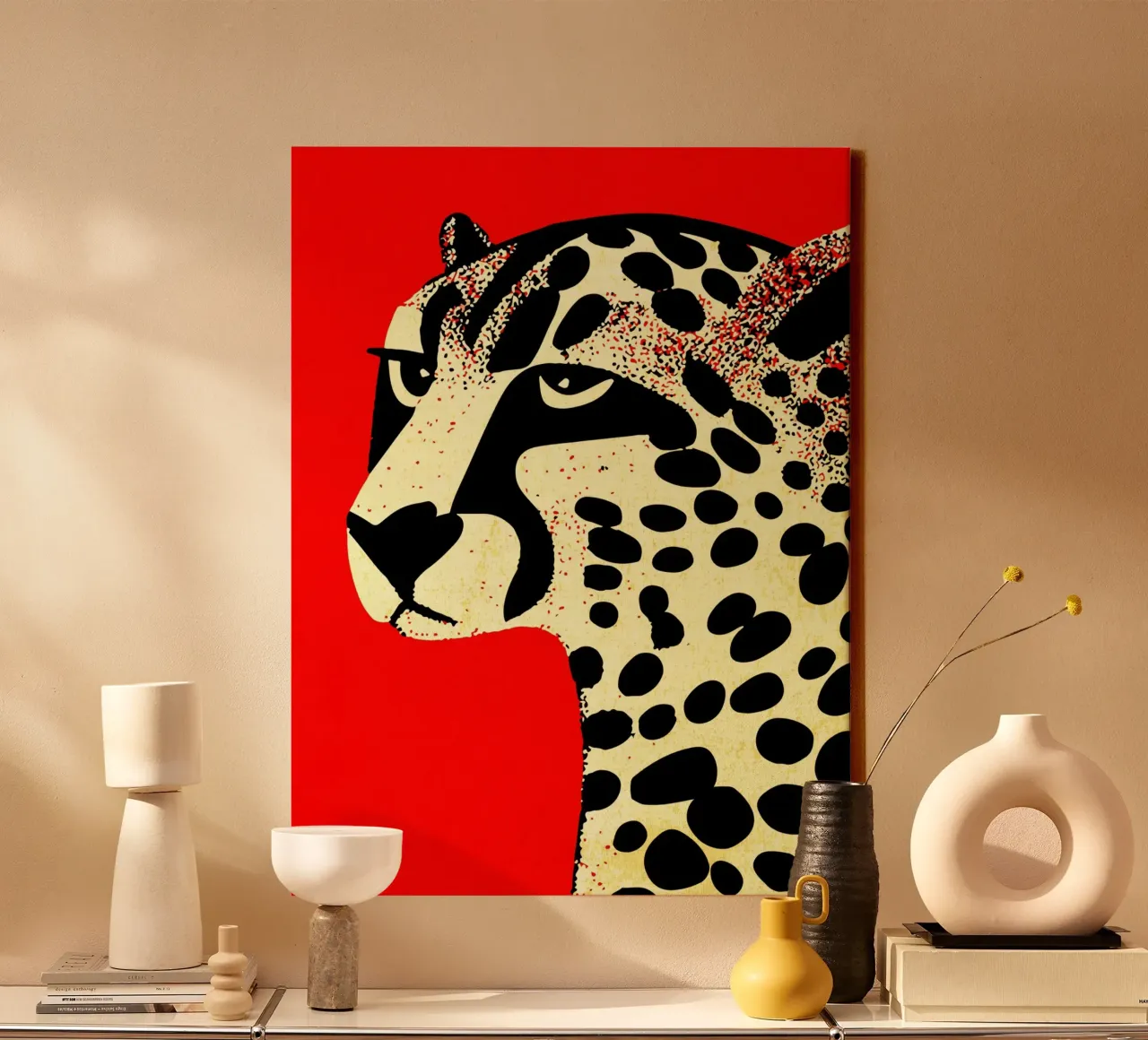 Red Moody Cheetach canvas by GaryStudio