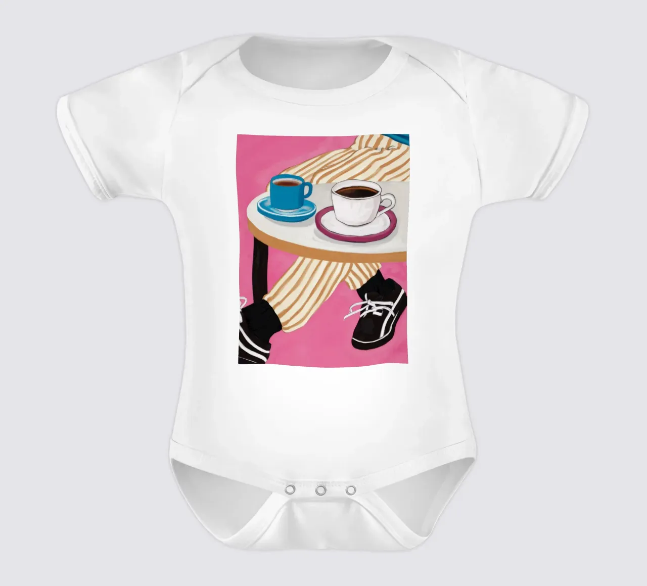 Cafe Table Perspective short-sleeve baby romper by Veil Maya