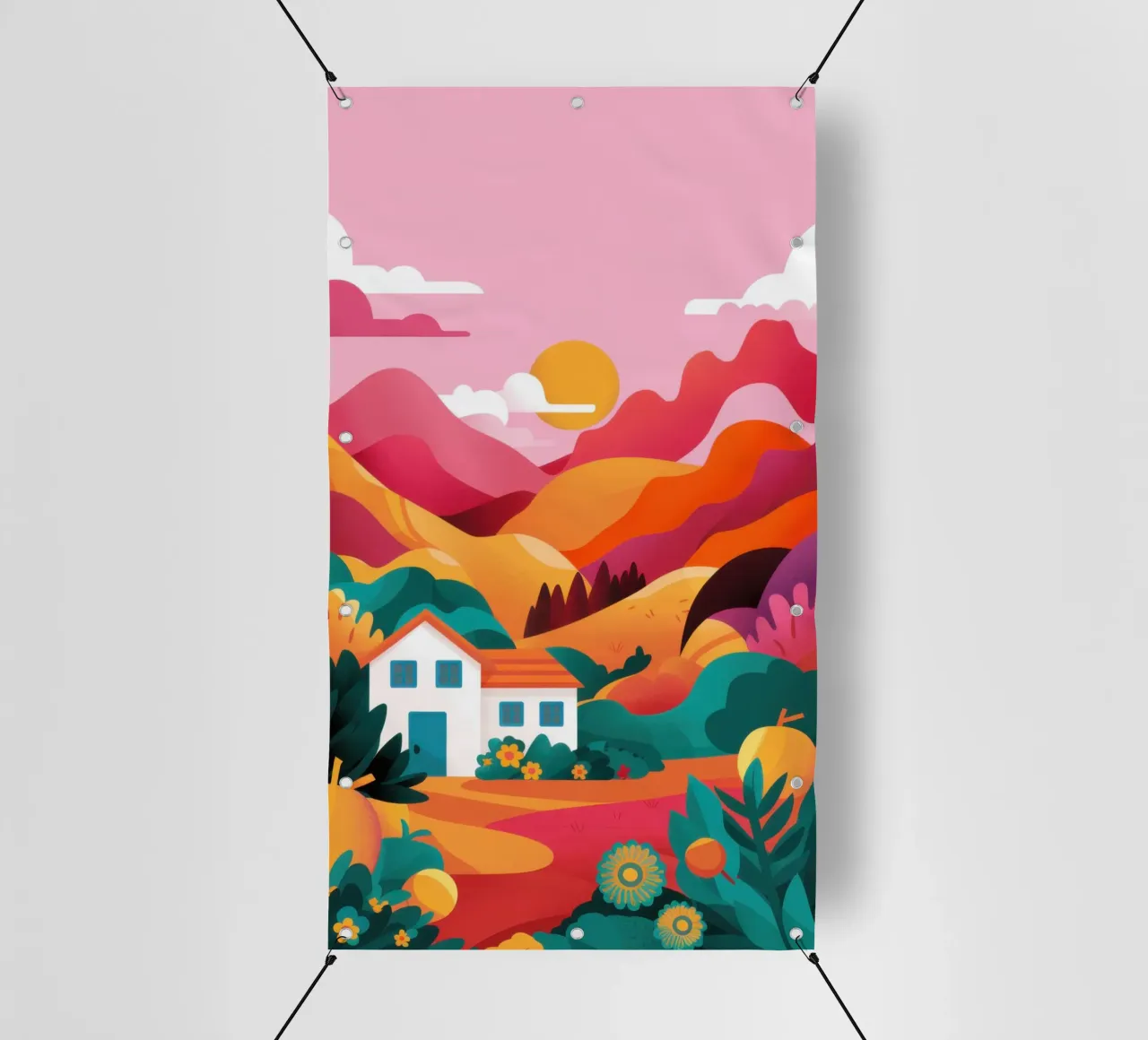 Paesaggio montano pastello telo in pvc da Veil Maya