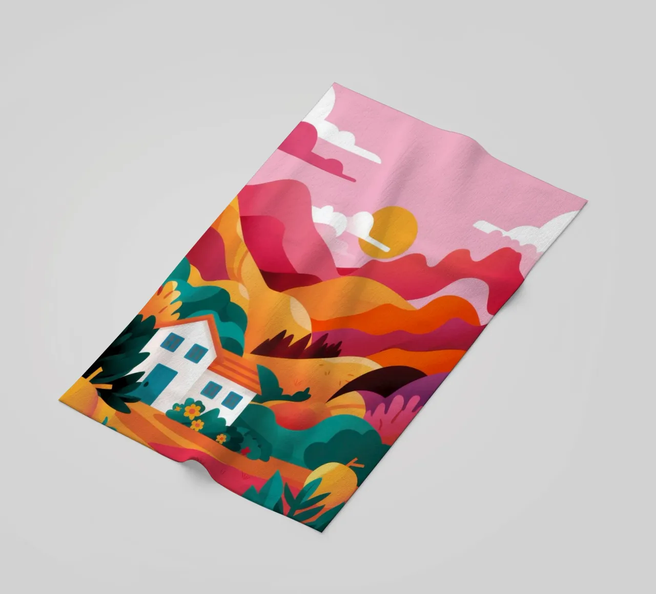 Pastel Mountainscape beach towel by Veil Maya