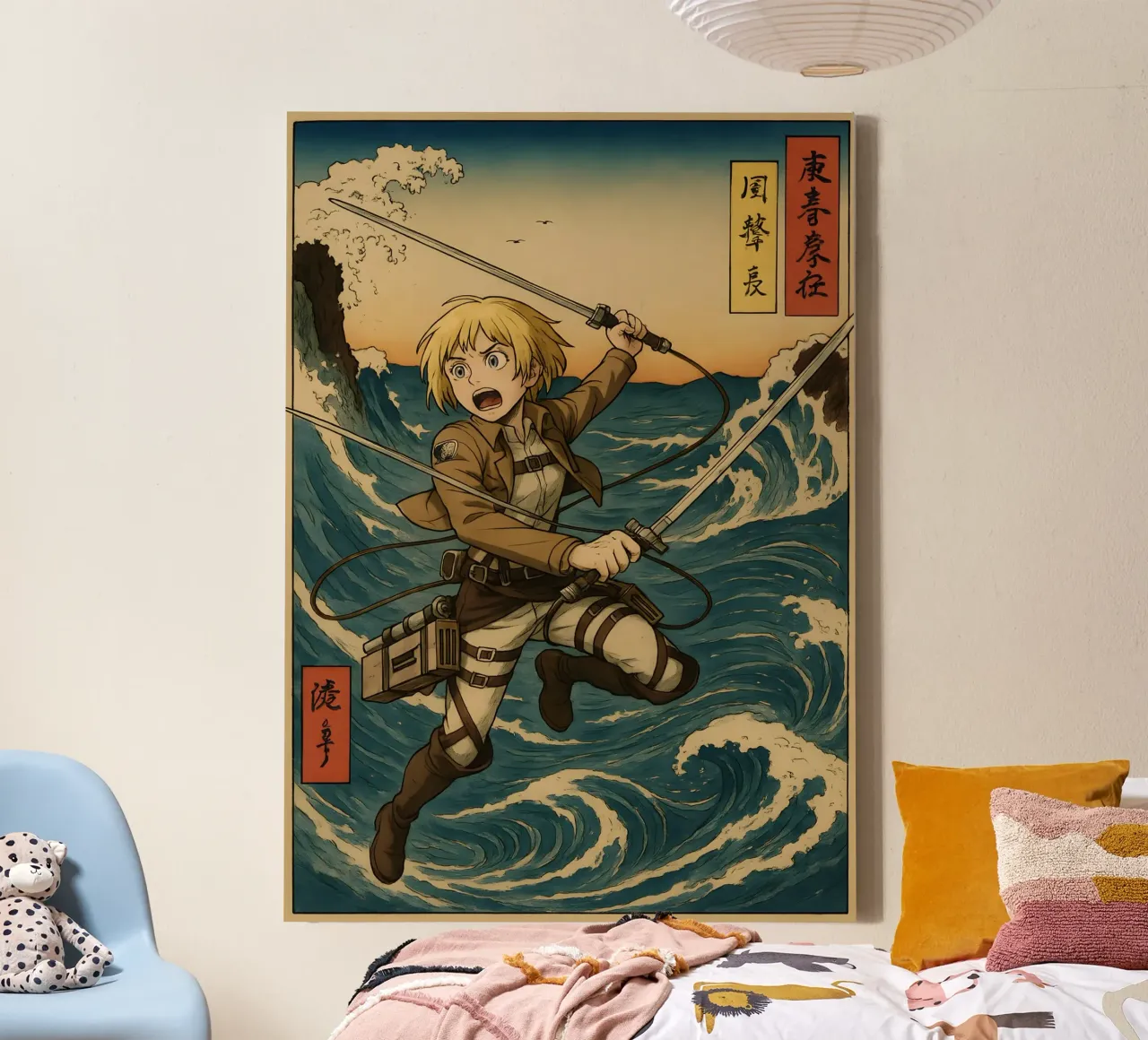 AOT Armin Arlert On Japan wave canvas met Baklijst van KakiHanryJP