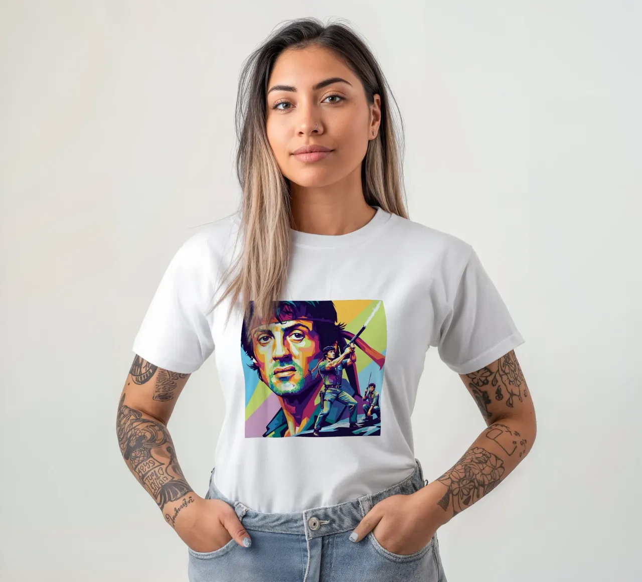Sylvester Stallone - John Rambo art (1) t-shirt da Hantamrata