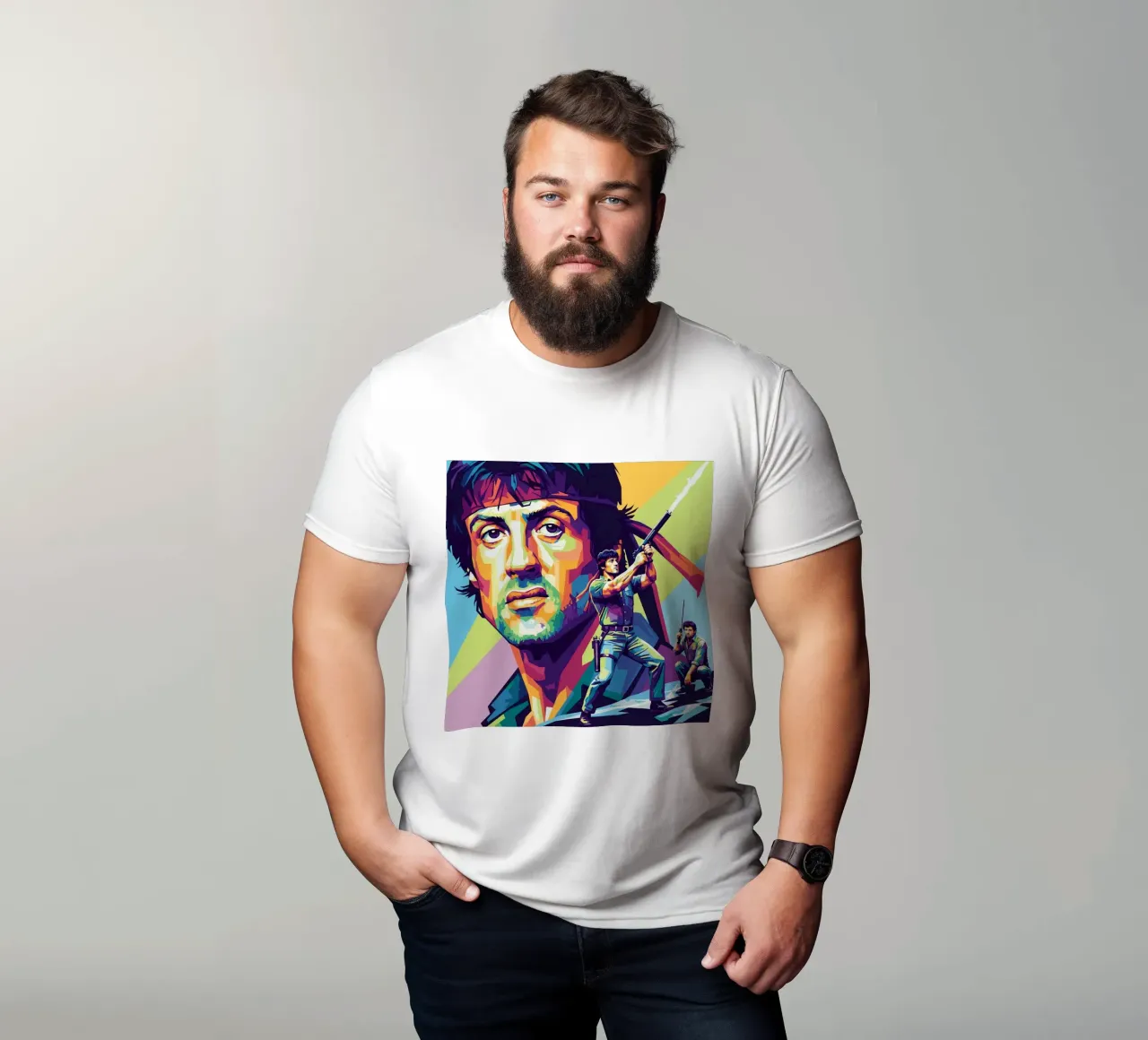 Sylvester Stallone - John Rambo art (1) t-shirt da Hantamrata
