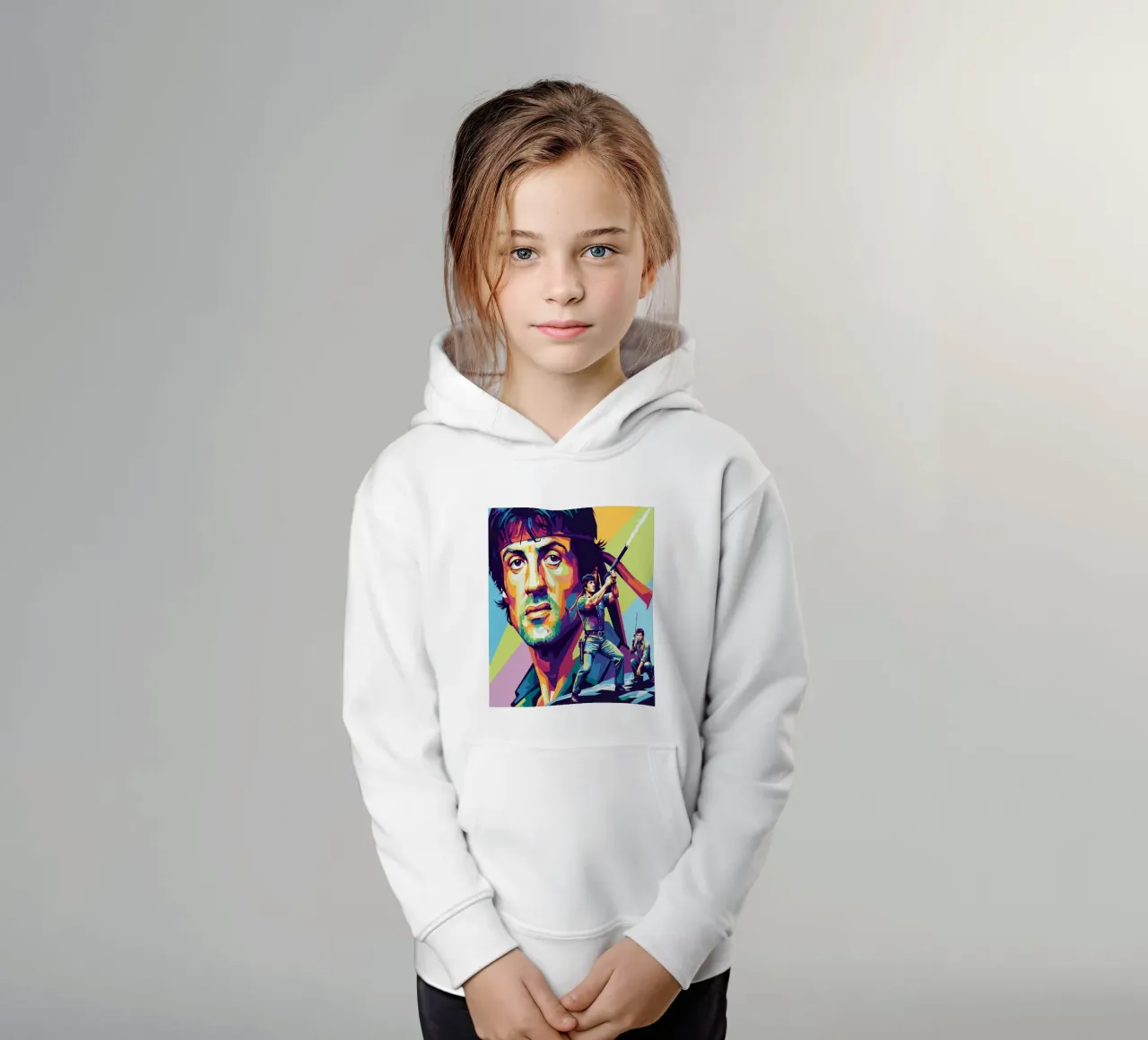 Sylvester Stallone - John Rambo art (1) felpa bambino con cappuccio da Hantamrata