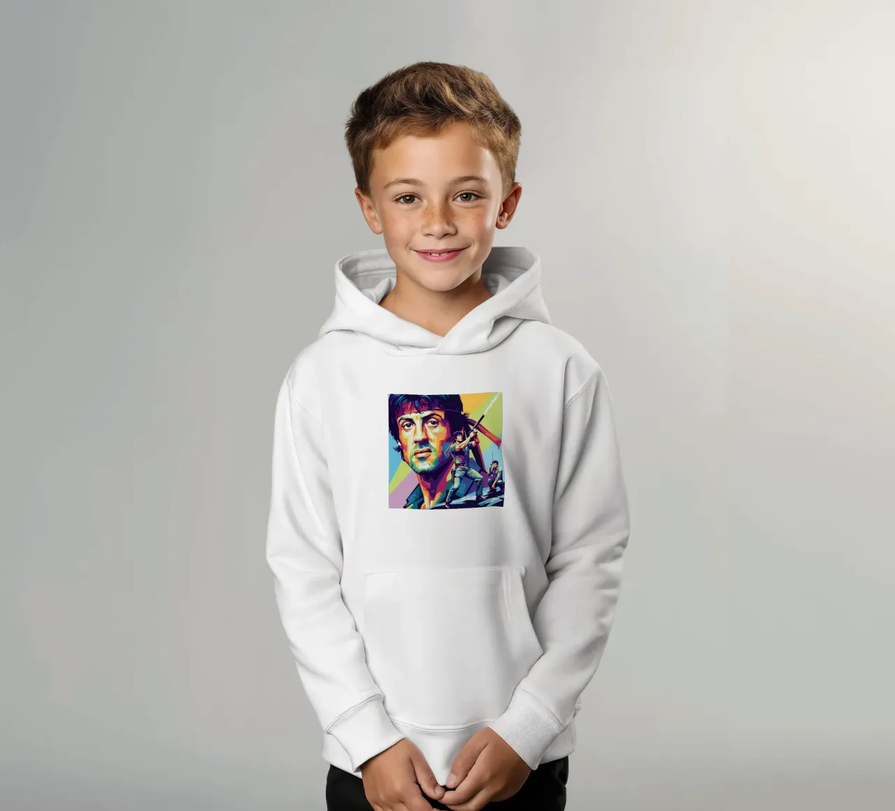 Sylvester Stallone - John Rambo art (1) felpa bambino con cappuccio da Hantamrata