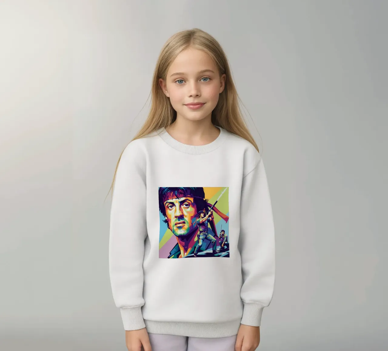 Sylvester Stallone - John Rambo art (1) felpa bambino da Hantamrata