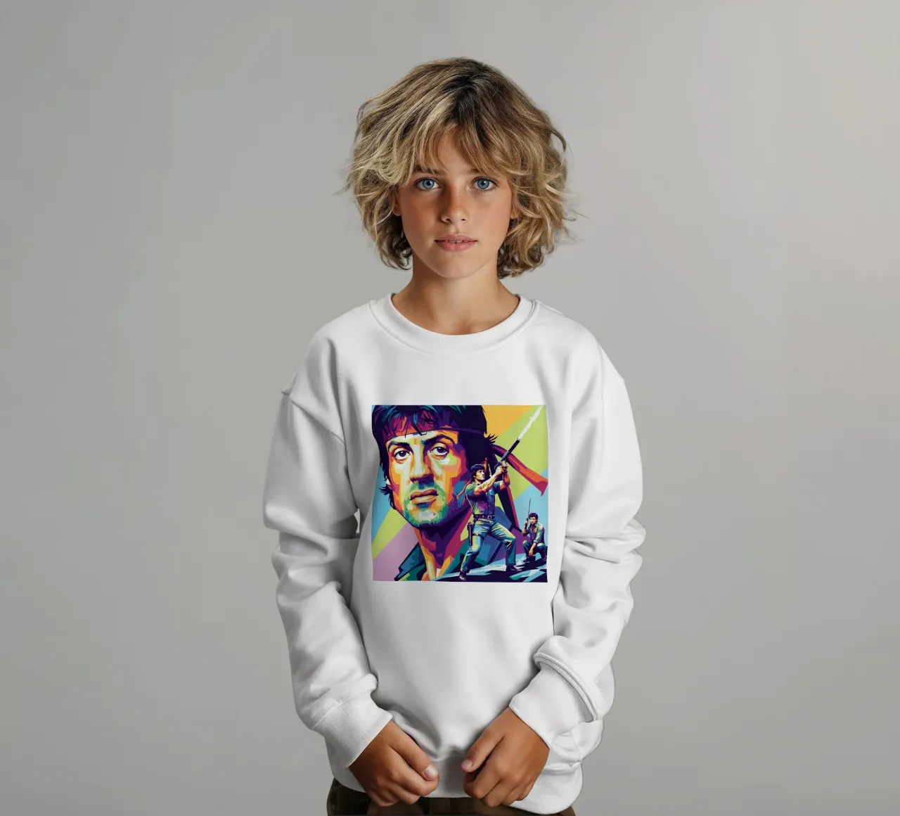 Sylvester Stallone - John Rambo art (1) felpa bambino da Hantamrata