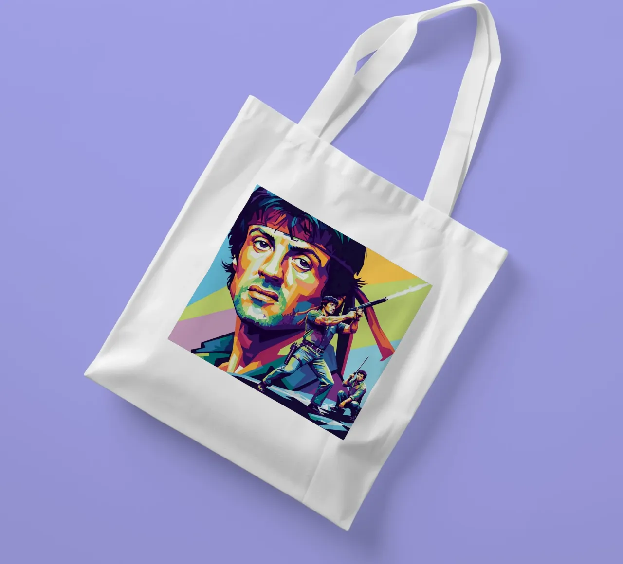 Sylvester Stallone - John Rambo art (1) borsa in juta da Hantamrata