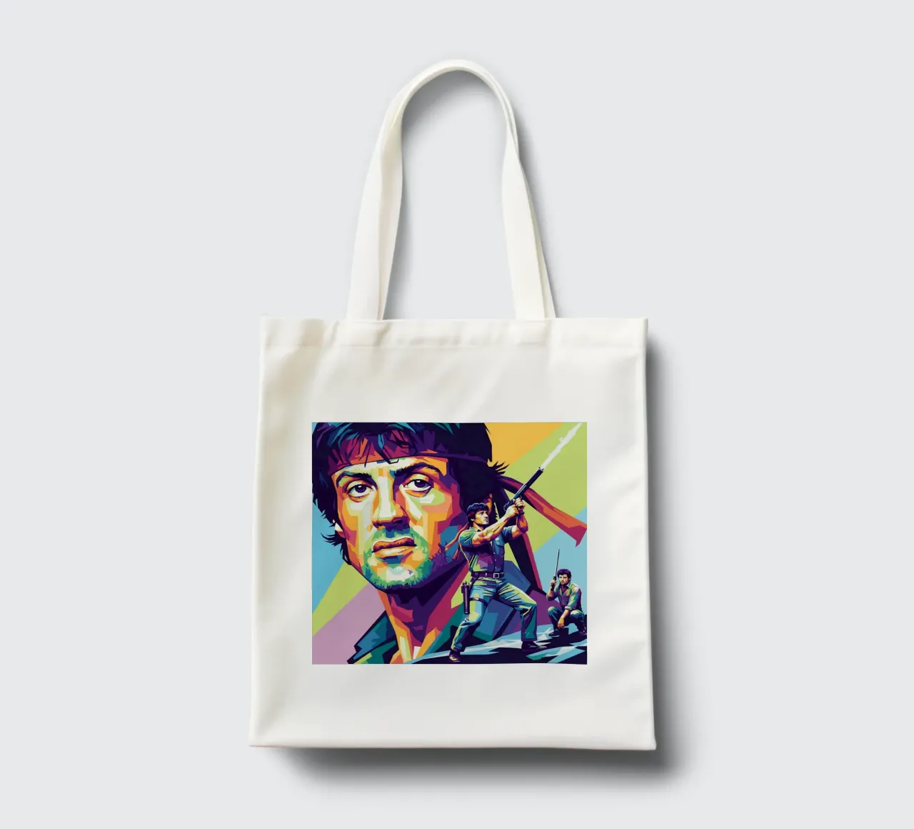 Sylvester Stallone - John Rambo art (1) borsa in juta da Hantamrata