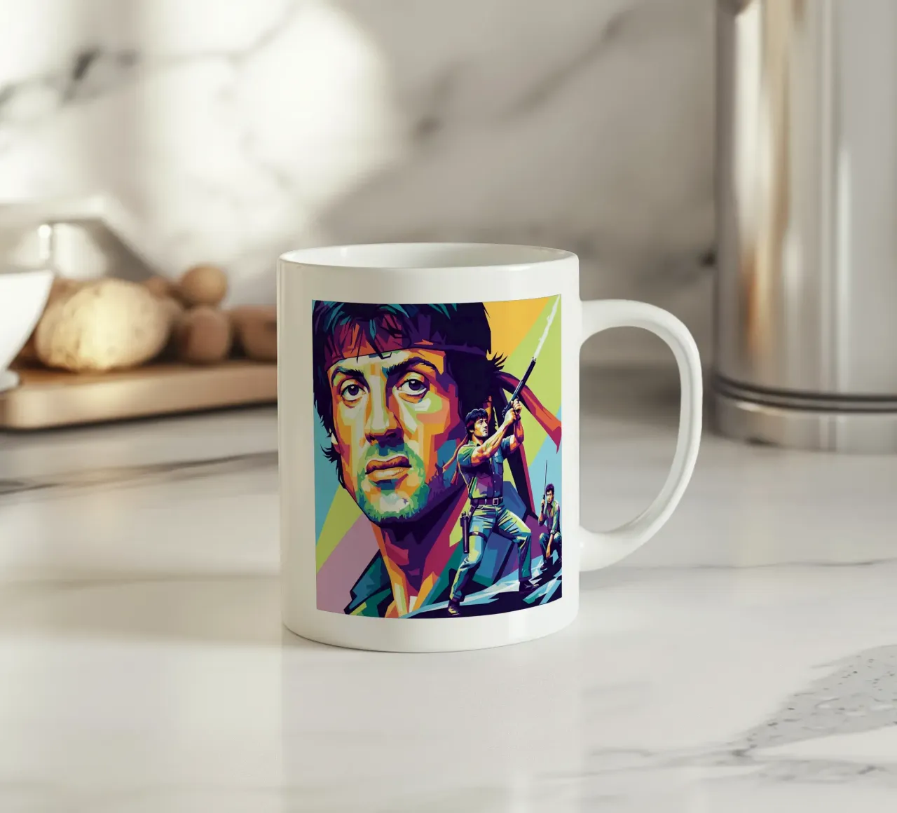Sylvester Stallone - John Rambo art (1) tazza in ceramica da Hantamrata