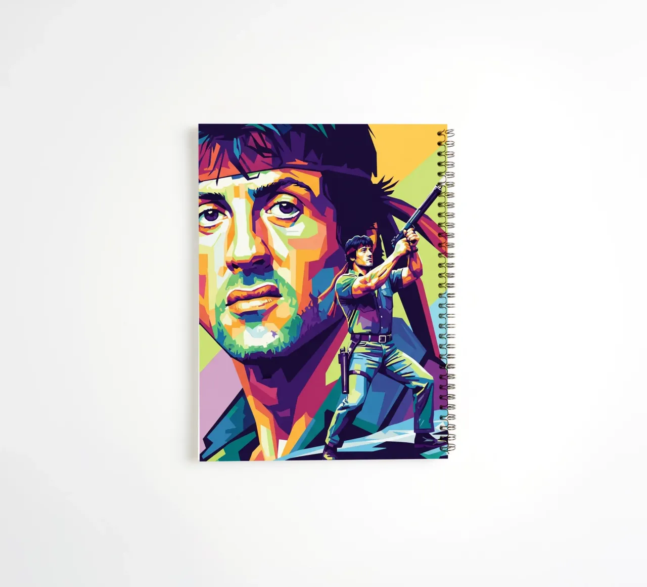 Sylvester Stallone - John Rambo art (1) spiral notebook by Hantamrata