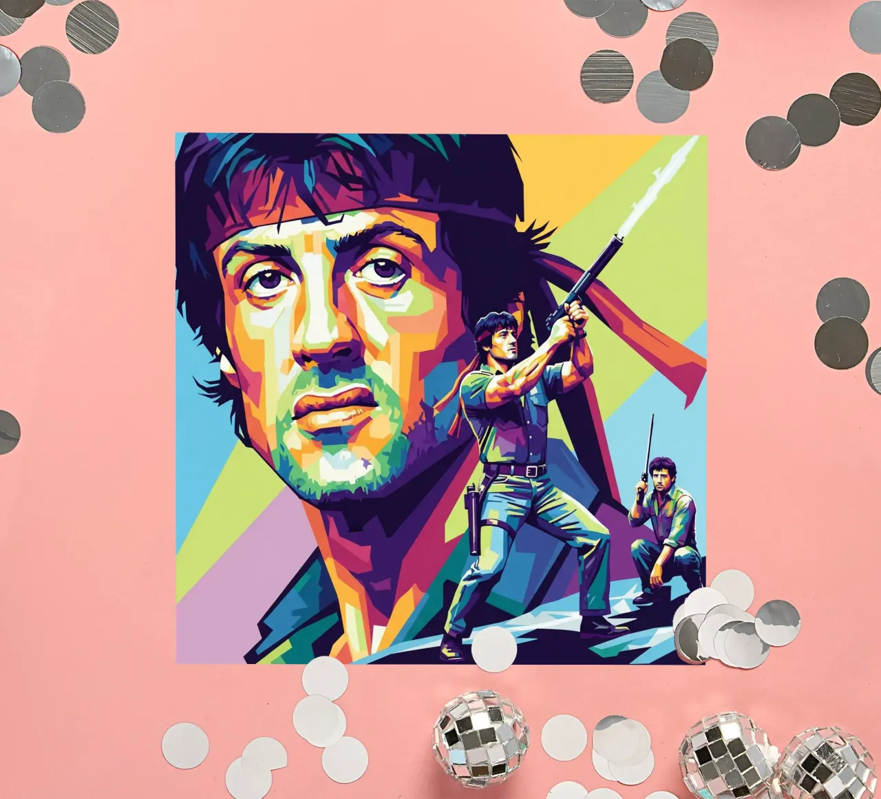 Sylvester Stallone - John Rambo art (1) adesivo da Hantamrata